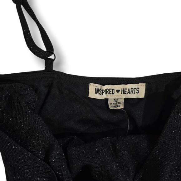 Inspired Hearts Women’s Metallic Black Strapless Ruched Dress Medium NWT - Picture 2 of 9